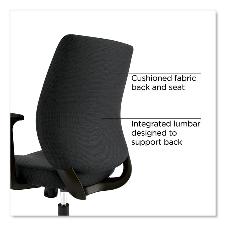 ALERA Alera Wessex Ergonomic Fabric Task Chair, Supports Up to 275 lb, 17.13 to 20.83 Seat Height, Black Seat/Back, Black Base (ALEWX4217) thumbnail 4