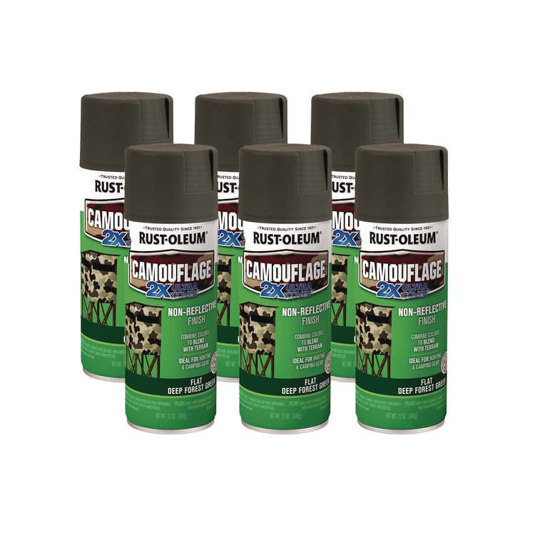 RUST-OLEUM CORPORATION Camouflage Spray Paint, Flat Deep Forest Green, 12 oz Aerosol Can, 6/Carton (RST279175CT)