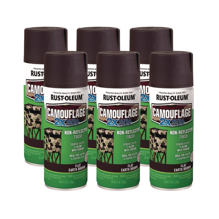 RUST-OLEUM CORPORATION Camouflage Spray Paint, Flat Earth Brown, 12 oz Aerosol Can, 6/Carton (RST279178CT)