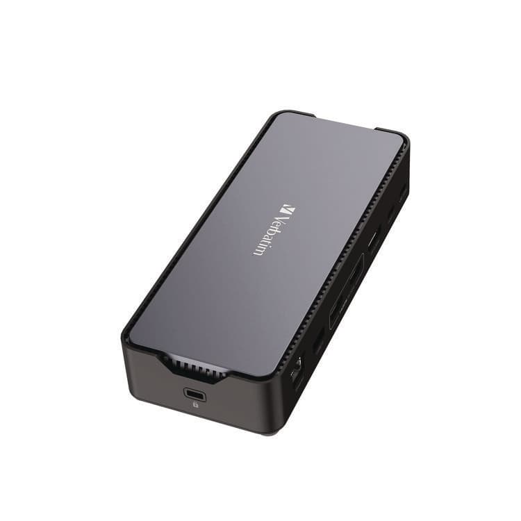 VERBATIM CORPORATION USB-C Pro Docking Station 15-in-1 SSD Enclosure, Audio/DisplayPort/HDMI/Micro SD/NVMe/RJ45/SD/USB-A/USB-C/SATA, Gray (VER32173)