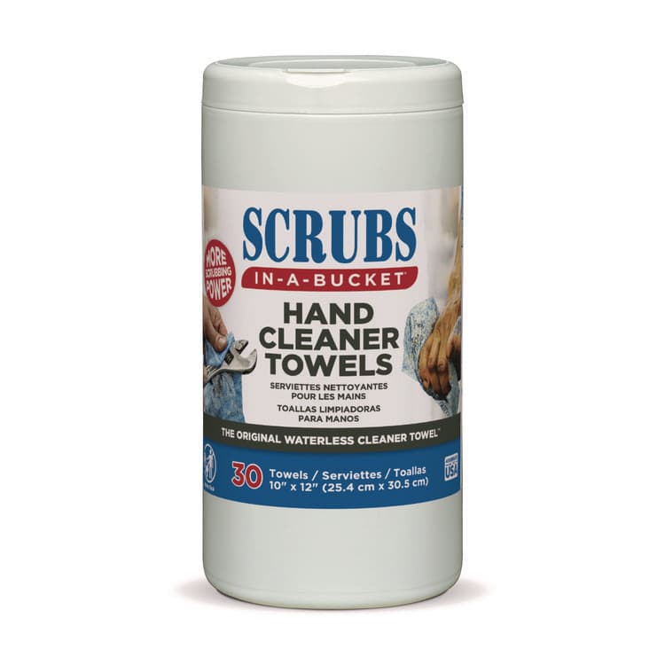 ITW PRO BRANDS Hand Cleaner Towels, 1-Ply, 10 x 12, Citrus, Blue/White, 30/Canister, 6/Carton (ITW42230CT) thumbnail 2