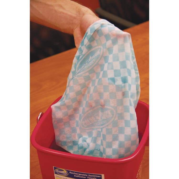 ITW PRO BRANDS Color-Changing Rechargeable Sanitizer Indicator Towels, 1-Ply, 13.5 x 18, Unscented, Yellow/White/Blue, 150/Carton (ITW9600) thumbnail 4