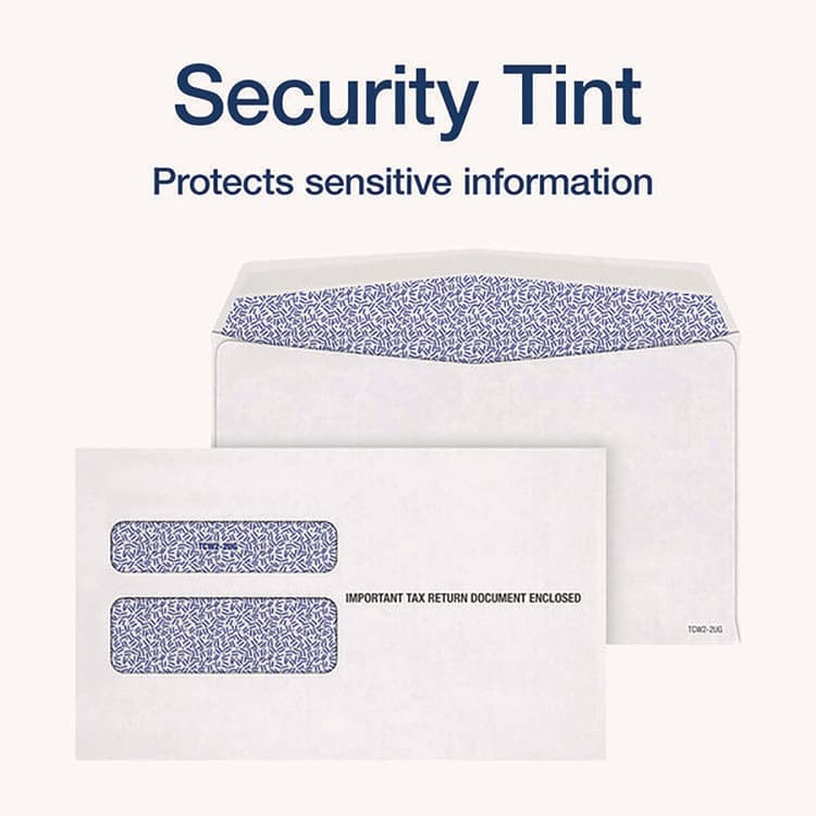 CARDINAL BRANDS . 2-Up W-2 Gummed Seal Double-Window Security Tint Envelopes, Commercial Flap, 9.5 x 5.63, White, 24/Pack (TOP2219C) thumbnail 4