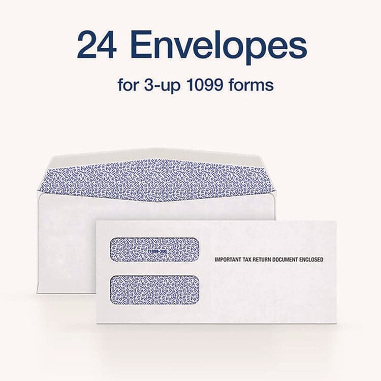 CARDINAL BRANDS . 3-Up 1099-NEC Gummed Seal Double-Window Security Tint Envelopes, Commercial Flap, 8.75 x 3.75, White, 24/Pack (TOP22223) thumbnail 2