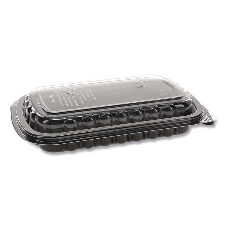 PACTIV EVERGREEN CORPORATION MealMaster Rib Container, 10 x 7.1 x 2.1, Black/Clear, Plastic, 90/Carton (PCT0CNC10700DZY)