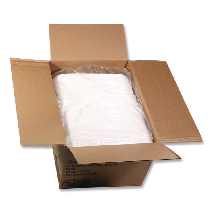 PACTIV EVERGREEN CORPORATION Laminated Foam Serving Tray, 18 x 14 x 2.18, White, 100/Carton (PCTBTK101360000) thumbnail 3