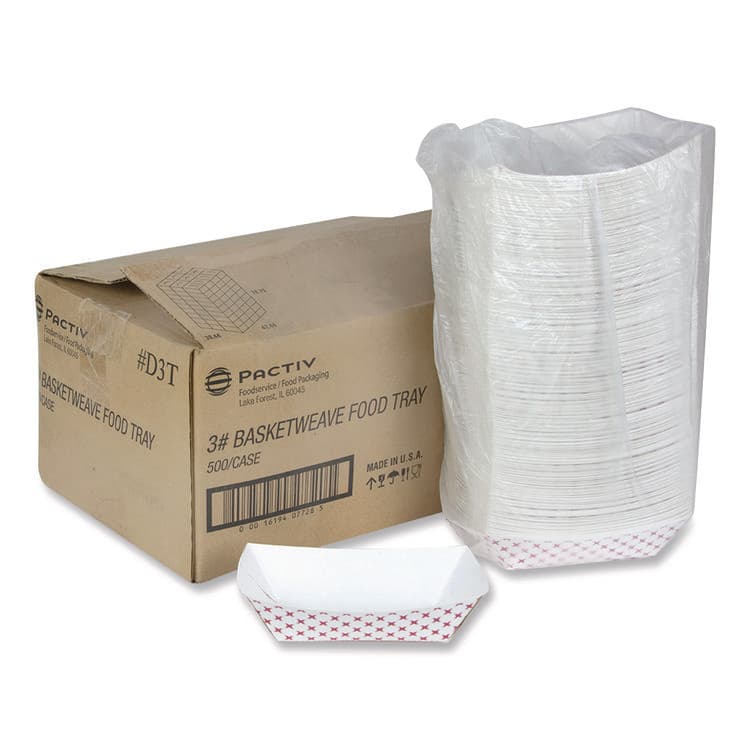 PACTIV EVERGREEN CORPORATION Paperboard Food Tray, 3 lb, 7.75 x 5.1 x 2.1, Red/White, 500/Carton (PCTD3T) thumbnail 4