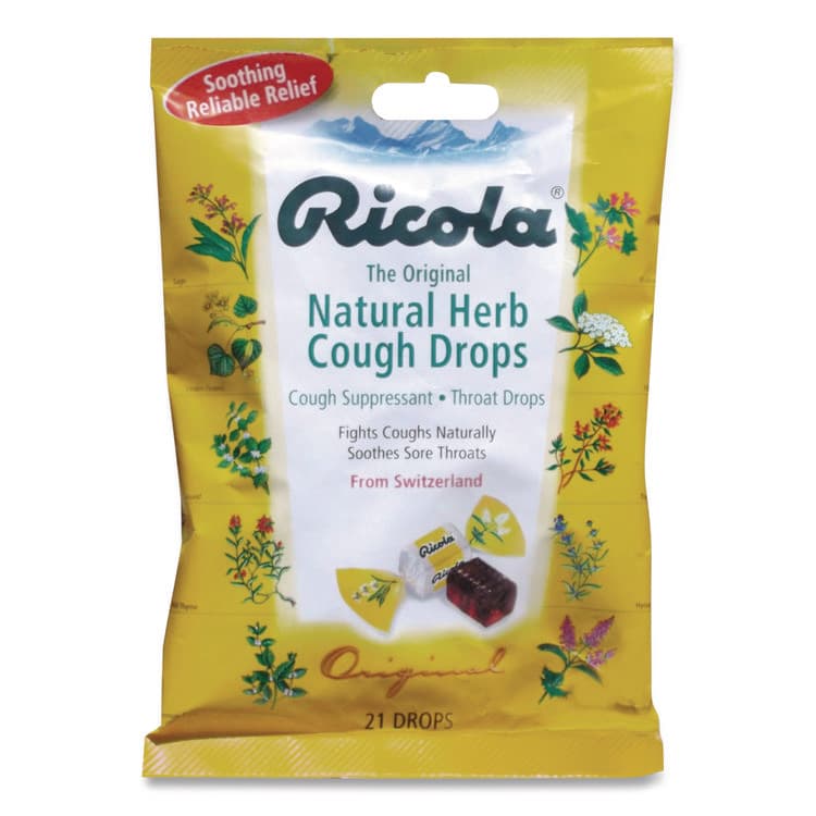 RICOLA Cough Drops, Original Herb, 21 Drops/Pack (LIL7776)