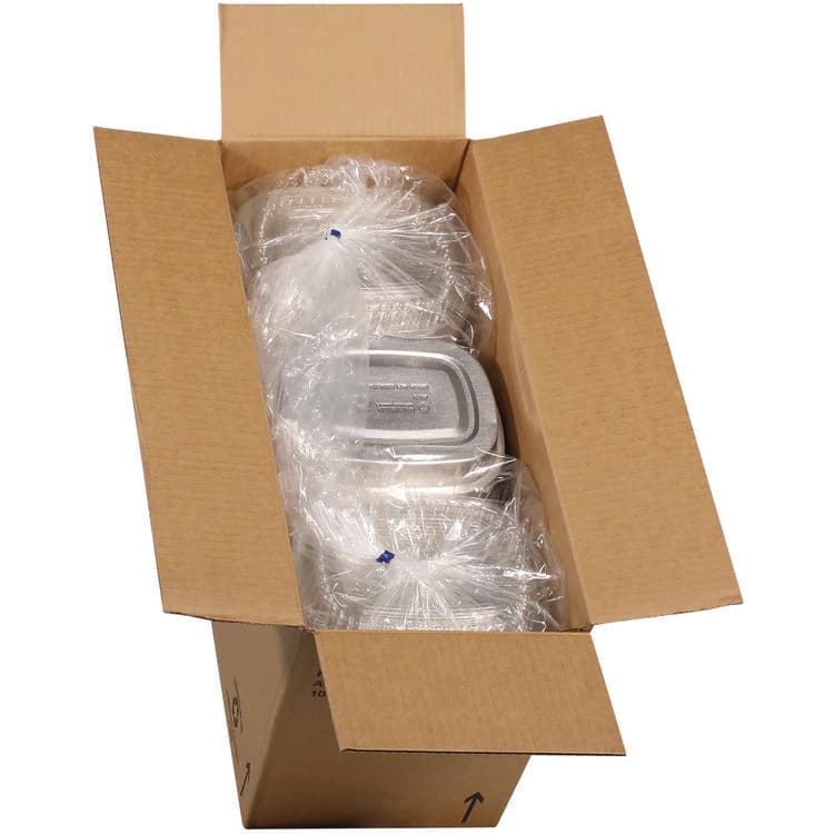 PACTIV EVERGREEN CORPORATION Classic Carry-Out Container with PET Dome Lid, 22 oz, 8.2 x 6.2 x 1.3, Silver/Clear, Aluminum, 100/Carton (PCTY6708PET) thumbnail 3