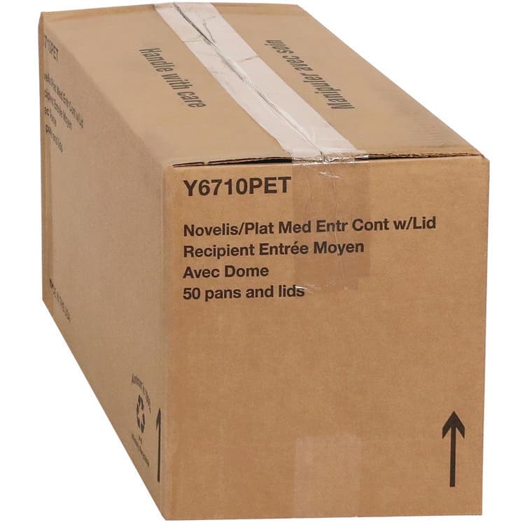 PACTIV EVERGREEN CORPORATION Classic Carry-Out Container with PET Dome Lid, 46 oz, 9.8 x 7.8 x 1.3, Silver/Clear, Aluminum, 50/Carton (PCTY6710PET) thumbnail 2