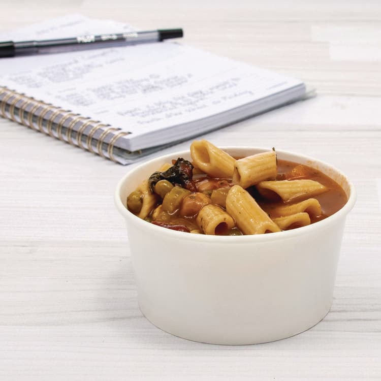 DART Double Poly Paper Food Container, 6 oz, 3.83" Diameter x 1.99" h, White, 1,000/Carton (SCCVS606X02050) thumbnail 4