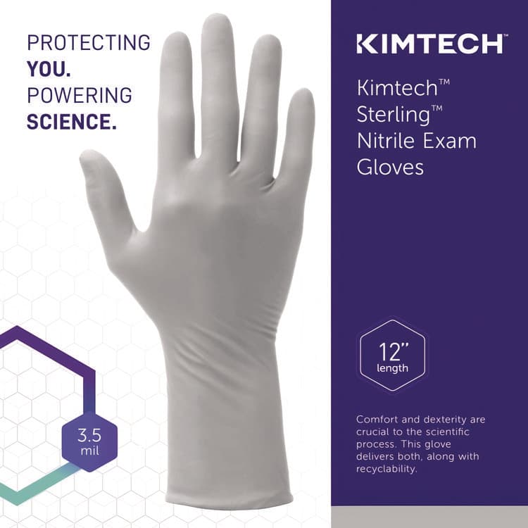 KIMBERLY CLARK STERLING Nitrile Exam Gloves, Powder-Free, X-Small, 3.5 mil Thick, 12" Long, Sterling Gray, 100/Box (KCC53137) thumbnail 3