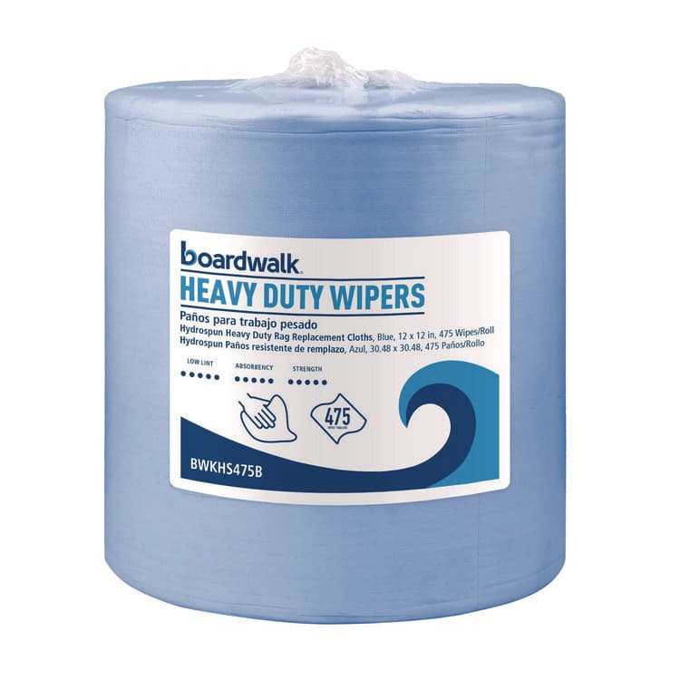 BOARDWALK Hydrospun Wipers, 12 x 12, Blue, 475 Sheets/Roll (BWKHS475B)