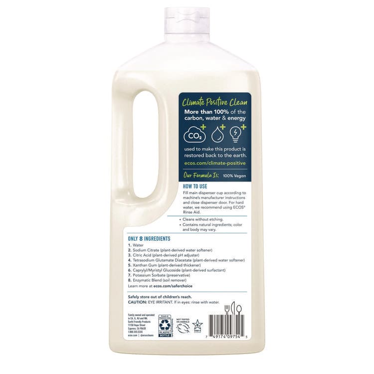 EARTH FRIENDLY PRODUCTS Automatic Dishwasher Gel, Free and Clear, 40 oz Bottle, 8/Carton (EOP975408CT) thumbnail 3