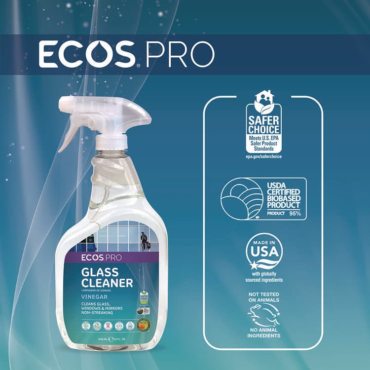 EARTH FRIENDLY PRODUCTS Glass Cleaner, Vinegar Scent, 32 oz Spray Bottle, 6/Carton (EOPPL93006CT) thumbnail 4