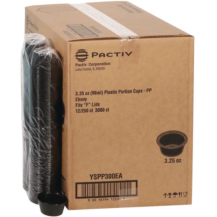 PACTIV EVERGREEN CORPORATION Plastic Portion Cup, 3.25 oz, Black, 3,000/Carton (PCTYSPP300EA)