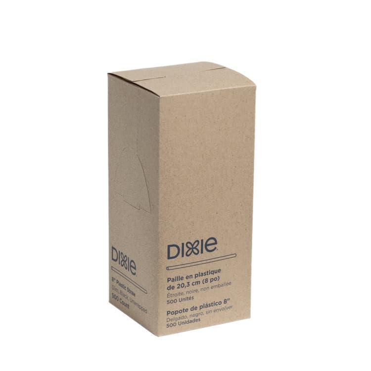 DIXIE FOOD SERVICE Slim Unwrapped Plastic Straws, 8", Plastic, Black, 500/Box, 10 Boxes/Carton (DXES8BLK) thumbnail 4