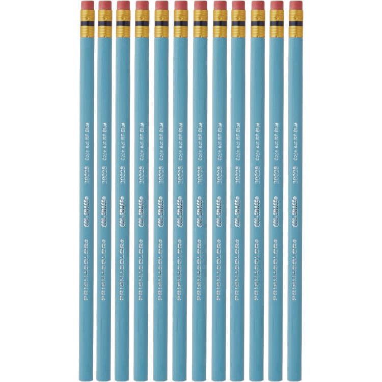 SANFORD Col-Erase Pencil with Eraser, 0.7 mm, 2B, Non-Photo Blue Lead, Non-Photo Blue Barrel, Dozen (SAN20028)