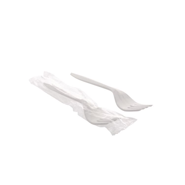 PACTIV EVERGREEN CORPORATION Fieldware Cutlery, Individually Wrapped, Mediumweight Fork, Plastic, White, 1,000/Carton (PCTFKFWCH)