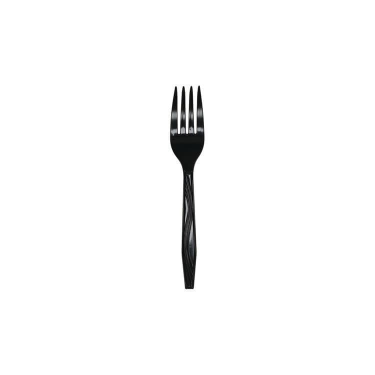 PACTIV EVERGREEN CORPORATION Meadoware Cutlery, Individually Wrapped, Medium Heavyweight Fork, Plastic, Black, 1,000/Carton (PCTMKFE) thumbnail 2