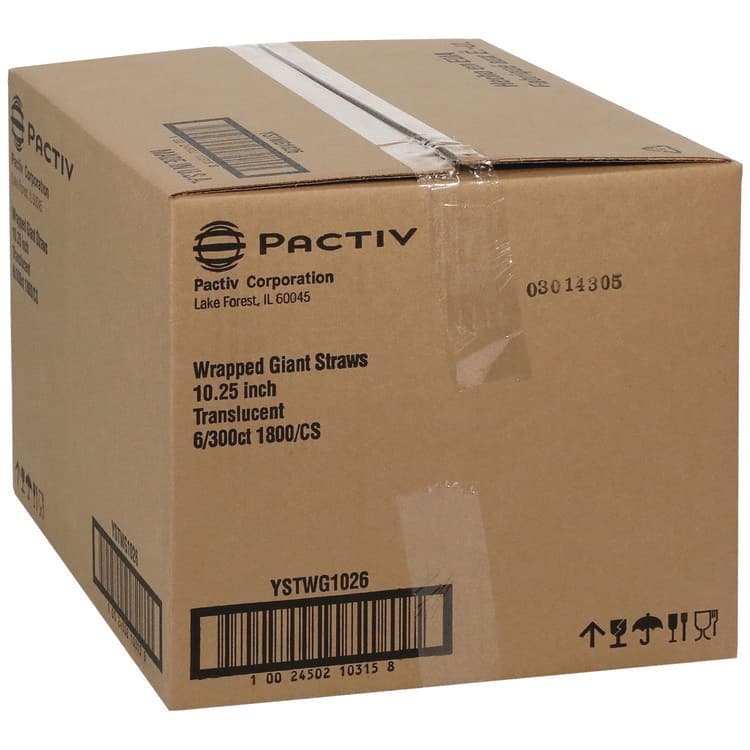 PACTIV EVERGREEN CORPORATION Giant Paper-Wrapped Straw, 10.25", Polypropylene, Translucent, 1,800/Carton (PCTYSTWG1026) thumbnail 3