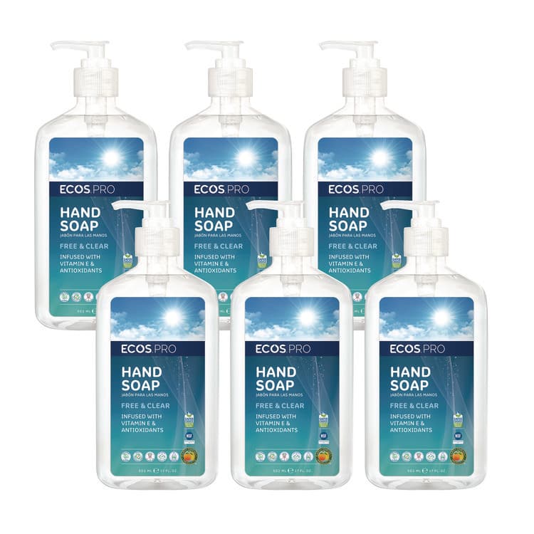 EARTH FRIENDLY PRODUCTS Liquid Hand Soap, Free and Clear Scent, 17 oz, 6/Carton (EOPPL96636CT)