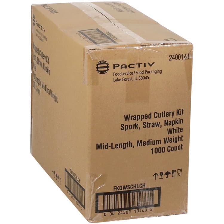 PACTIV EVERGREEN CORPORATION Fieldware Cutlery Kit, Mediumweight, Napkin/Spork/Straw, Plastic, White, 1,000/Carton (PCTFKQWSCHLCH) thumbnail 3