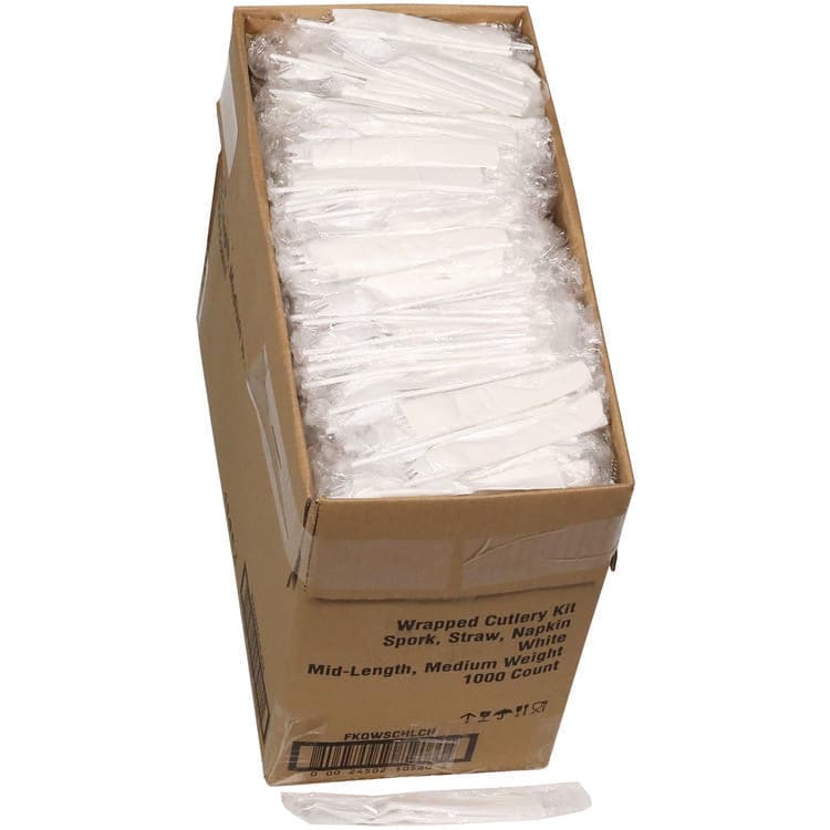PACTIV EVERGREEN CORPORATION Fieldware Cutlery Kit, Mediumweight, Napkin/Spork/Straw, Plastic, White, 1,000/Carton (PCTFKQWSCHLCH)