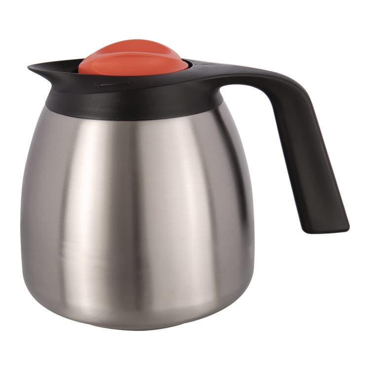 BUNN-O-MATIC Decaf Thermal Carafe, 64 oz, Stainless Steel/Black/Orange (BUNTHERMORN)