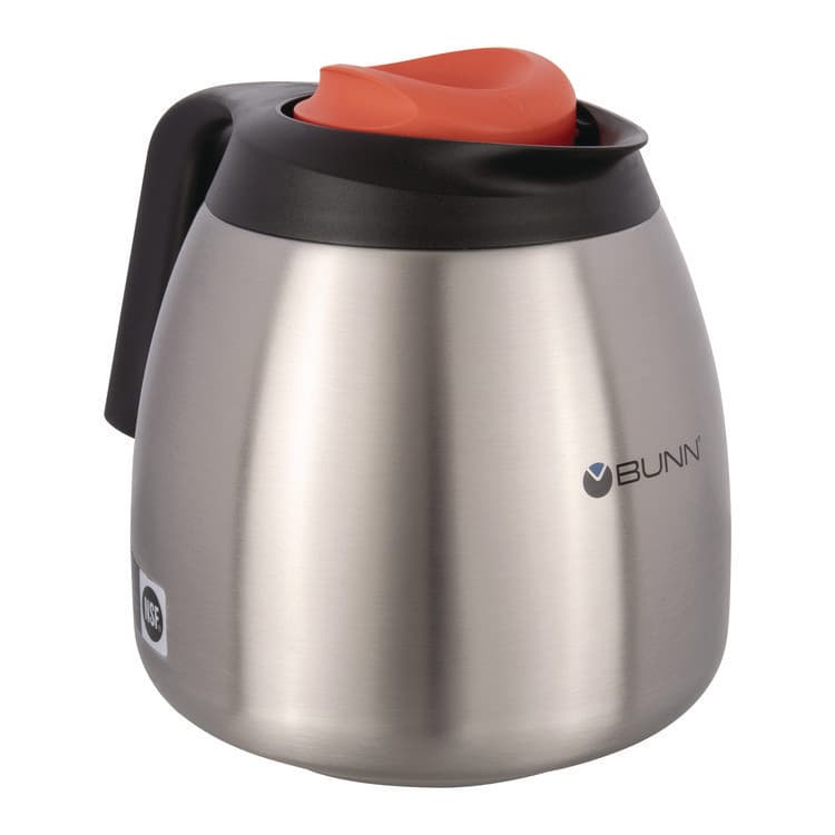 BUNN-O-MATIC Decaf Thermal Carafe, 64 oz, Stainless Steel/Black/Orange (BUNTHERMORN) thumbnail 2