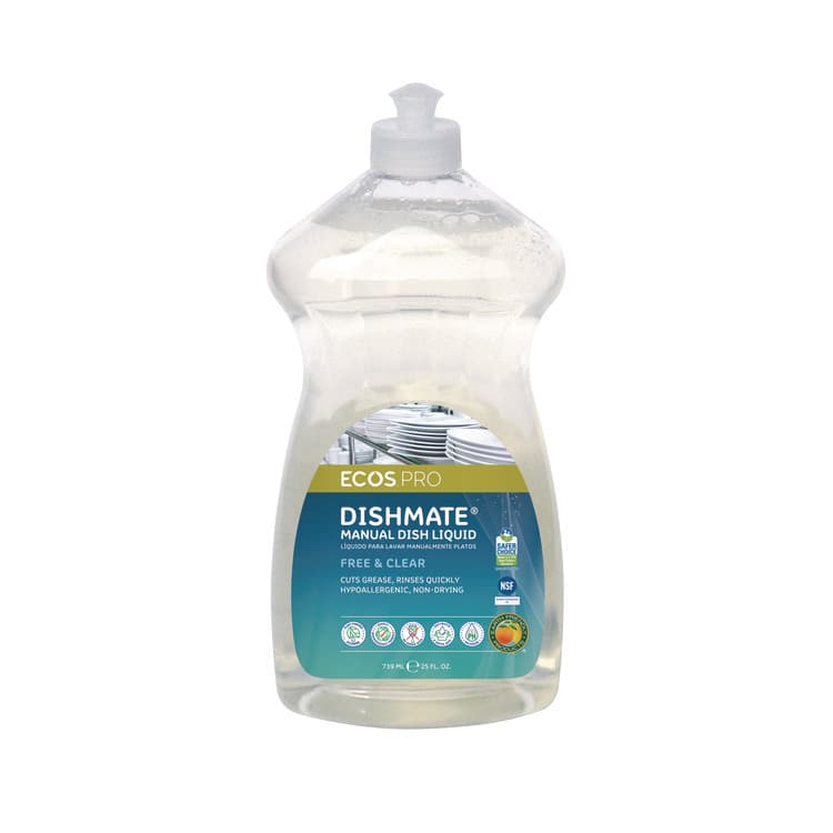 EARTH FRIENDLY PRODUCTS Dishmate Manual Dish Liquid, Free and Clear, 25 oz Squeeze Bottle, 6/Carton (EOPPL97216CT) thumbnail 2