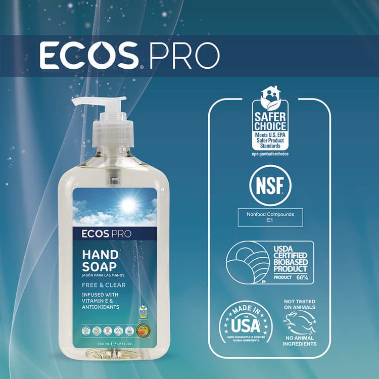 EARTH FRIENDLY PRODUCTS Liquid Hand Soap, Free and Clear Scent, 17 oz, 6/Carton (EOPPL96636CT) thumbnail 4