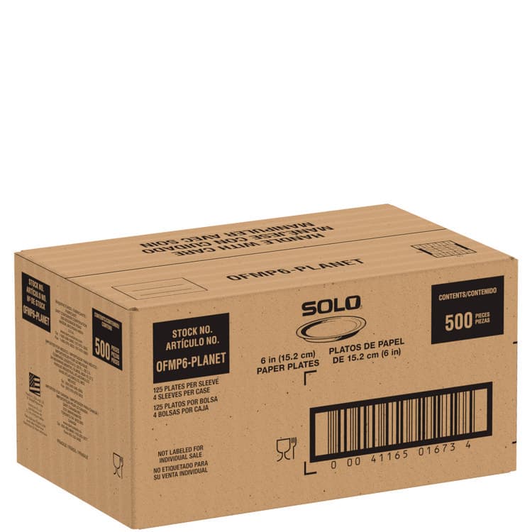 DART Compostable Paper Dinnerware, ProPlanet Seal, Plate, 6" dia, White, 500/Carton (SCCOFMP6PLANET) thumbnail 3