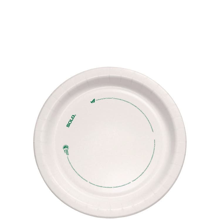 DART Compostable Paper Dinnerware, ProPlanet Seal, Plate, 9" dia, White, 250/Carton (SCCOFMP9PLANET)