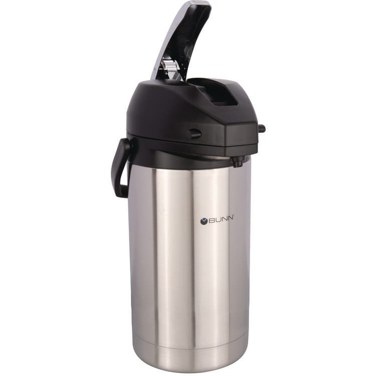 BUNN-O-MATIC Lever Action Airpot, 101 oz, Stainless Steel/Black (BUNAIRPOT30)