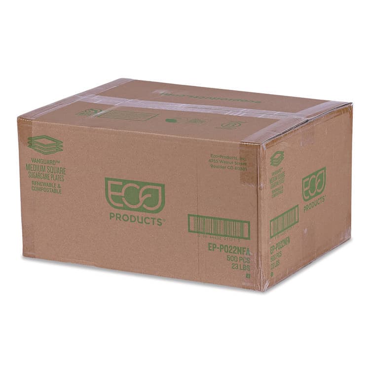 ECO-PRODUCTS,INC. Vanguard Renewable and Compostable Sugarcane Plates, Plate, 7.87 x 7.87, White, 500/Carton (ECOEPP022NFA)