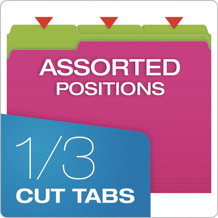 TOPS BUSINESS FORMS Glow Twisted 3-Tab File Folder, 1/3-Cut Tabs: Assorted, Letter Size, 0.25" Expansion, Assorted Colors, 12/Pack (PFX40526) thumbnail 4