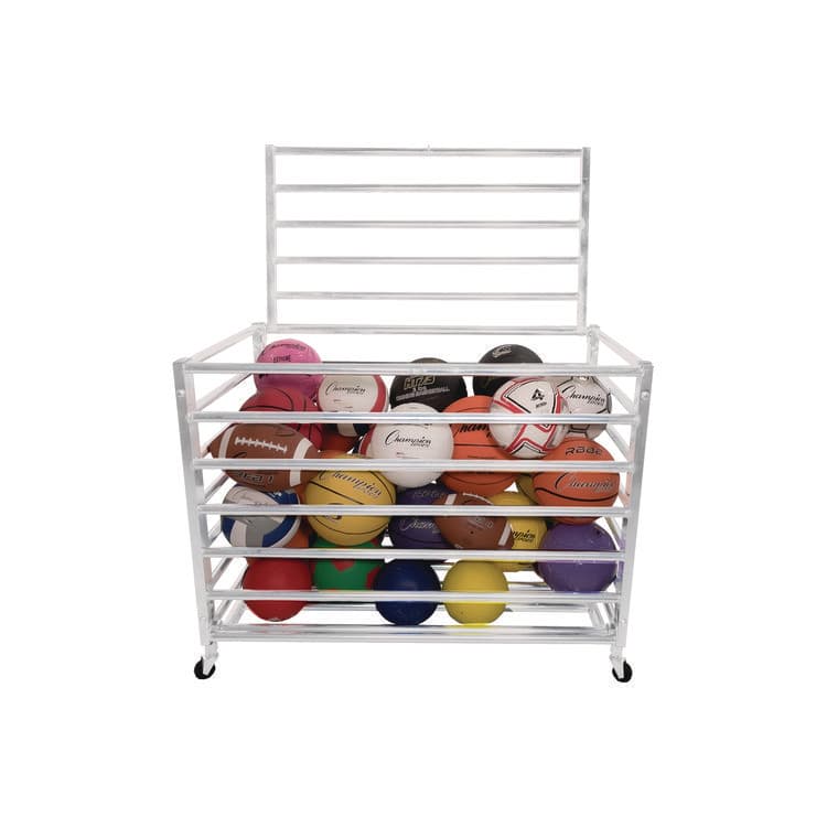 CHAMPION SPORT Economy Locking Ball Carrier, Metal, 264 lb Capacity, 23" x 45" x 32", White (CSIEBLXX)