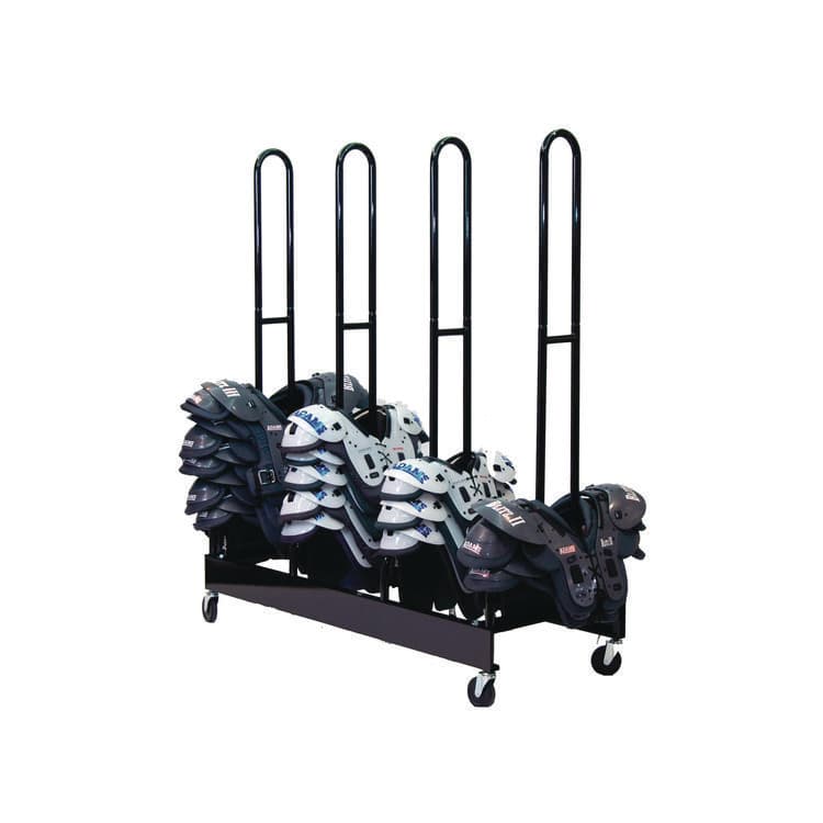 CHAMPION SPORT Mobile Four-Stack Shoulder Pad Rack, Metal, 176 lb Capacity, 24" x 59" x 68", Black (CSIFBSPR4)