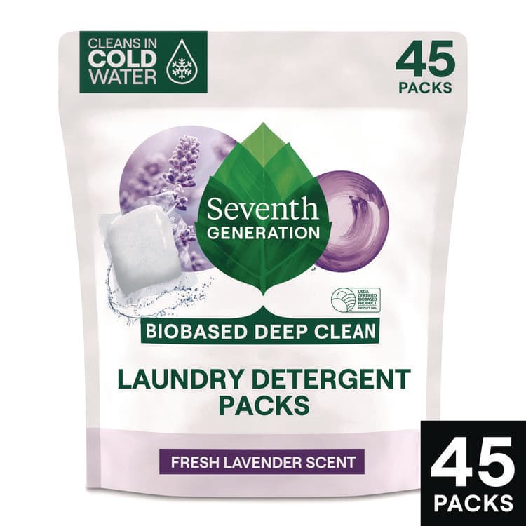 SEVENTH GENERATION Natural Laundry Detergent Packs, Powder, Lavender Scent, 45 Packets/Pack, 8/Carton (SEV62692700)
