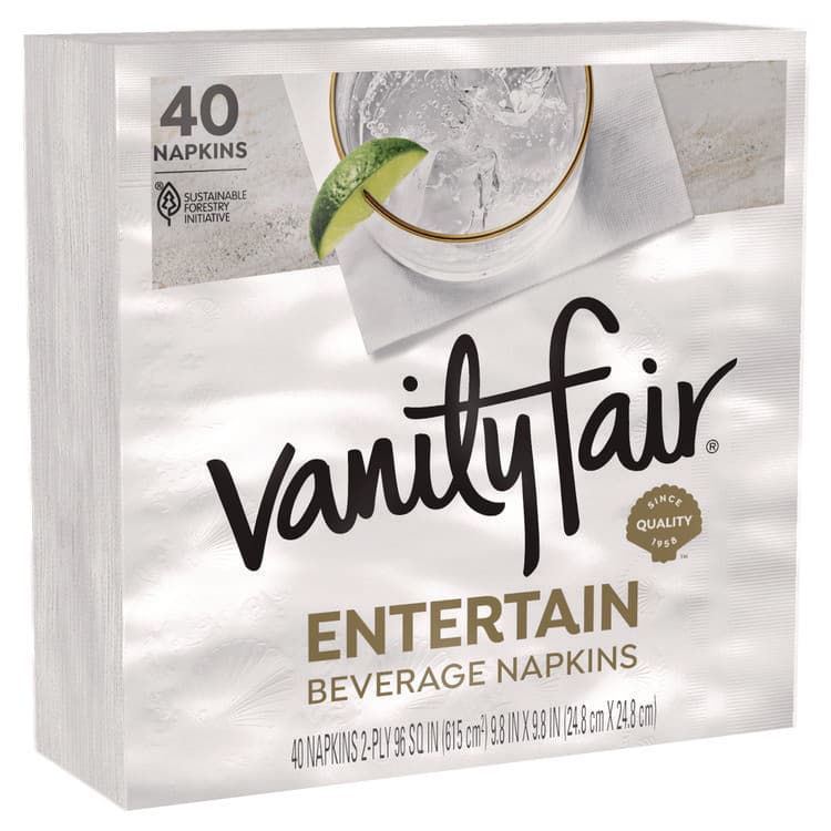 GEORGIA PACIFIC Entertain Beverage Napkins, 2-Ply, 9.8 x 9.8, White, 40/Pack, 12 Packs/Carton (VTF35134)
