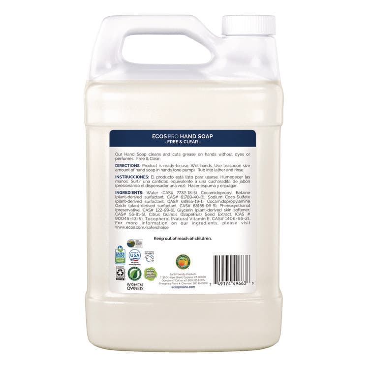 EARTH FRIENDLY PRODUCTS Liquid Hand Soap, Free and Clear, 1 gal, 4/Carton (EOPPL966304CT) thumbnail 3