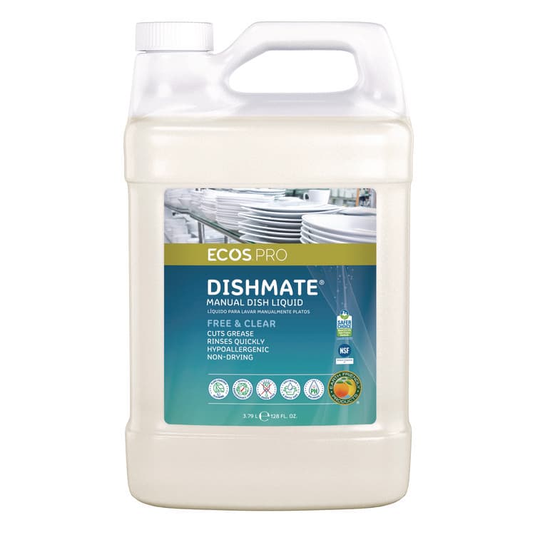 EARTH FRIENDLY PRODUCTS Dishmate Manual Dish Liquid, Free and Clear, 1 gal Jug, 4/Carton (EOPPL972104CT) thumbnail 2