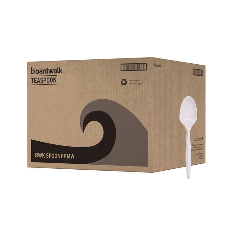 BOARDWALK Mediumweight Polypropylene Cutlery, Spoon, 5.31", Plastic, White, 1,000/Carton (BWKSPOONPPMW)