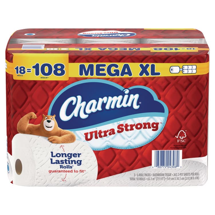PROCTER & GAMBLE Ultra Strong Bathroom Tissue, Septic Safe, 2-Ply, White, 363 Sheets/Roll, 18 Rolls/Pack (PGC04308)