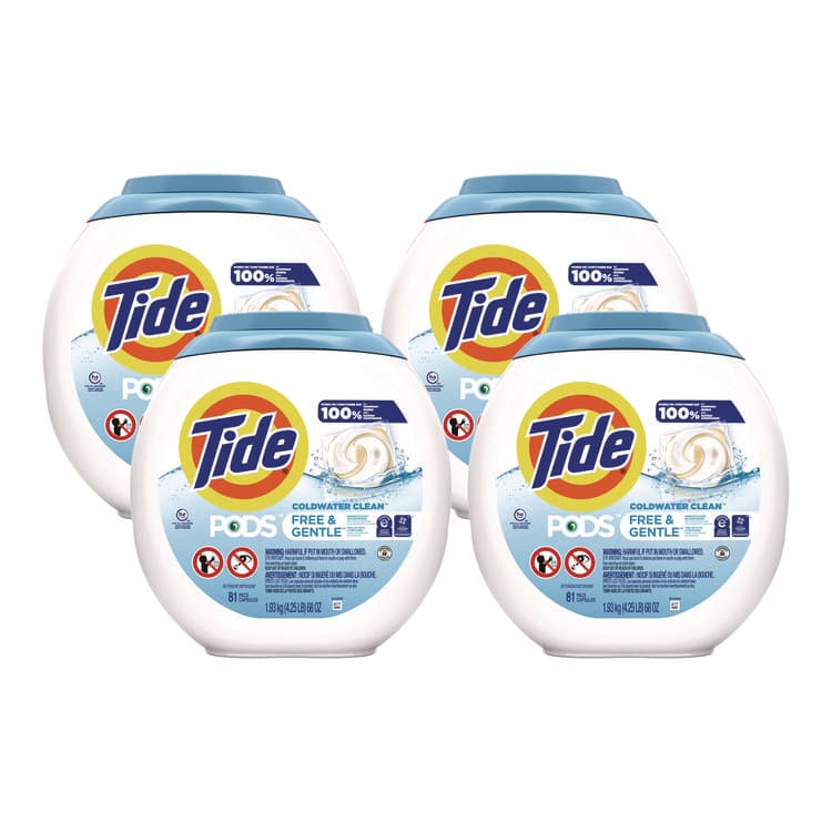 PROCTER & GAMBLE Pods, HE Compatible, Unscented, 81 Pods/Tub, 4 Tubs/Carton (PGC91798)