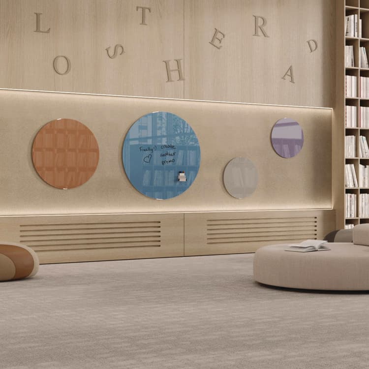 GHENT MANUFACTURING, Coda Low Profile Circular Magnetic Glassboard, 36 x 36, Denim Surface (GHECDAGM36DM) thumbnail 4