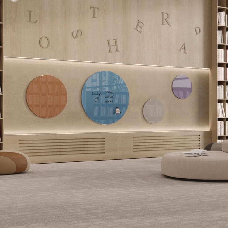 GHENT MANUFACTURING, Coda Low Profile Circular Non-Magnetic Glassboard, 24 x 24, Denim Surface (GHECDAGN24DM) thumbnail 4