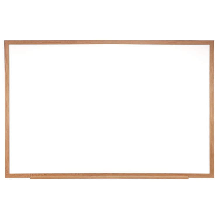 GHENT MANUFACTURING, M1 Porcelain Magnetic Whiteboard, 87.94" x 48.5", White Surface, Natural Wood Frame (GHEM1W474)