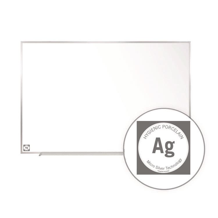 GHENT MANUFACTURING, Hygienic Porcelain Magnetic Whiteboard with Aluminum Frame, 87.91" x 48.5", White Surface, Satin Aluminum Frame (GHEM4474) thumbnail 4